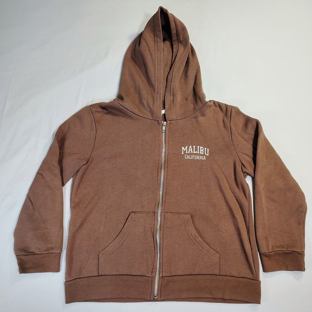 Full Tilt Malibu California Zip Up Sweatshirt Brown Gorpcore Skater Surfer Sz S